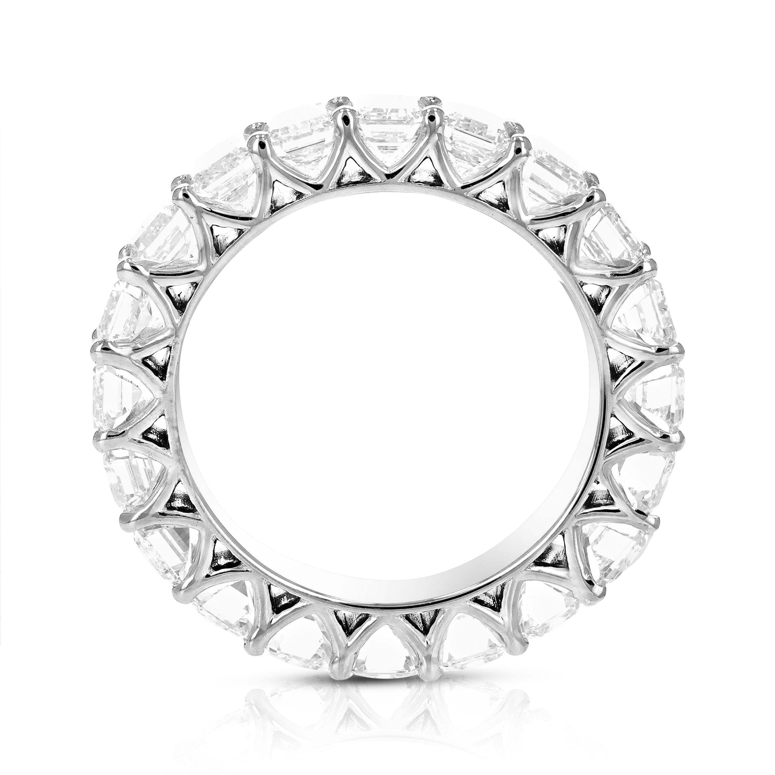 8 cttw Emerald Lab Grown Diamond Eternity Ring Wedding Band in 14K White Gold