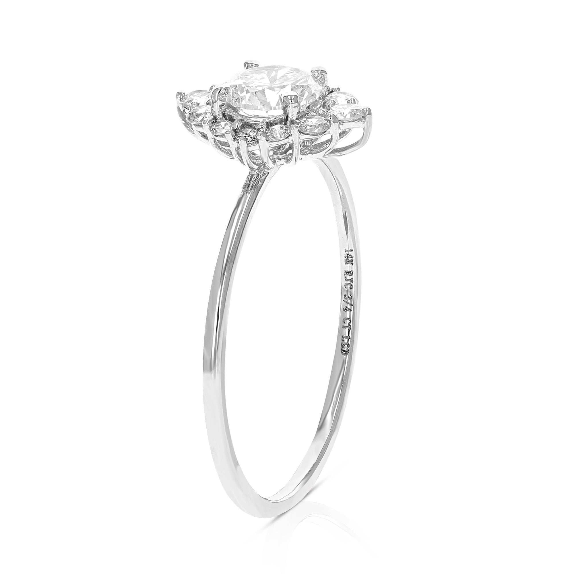 3/4 cttw Wedding Engagement Ring for Women, Round Lab Grown Diamond Ring in 14K White Gold, Prong Setting