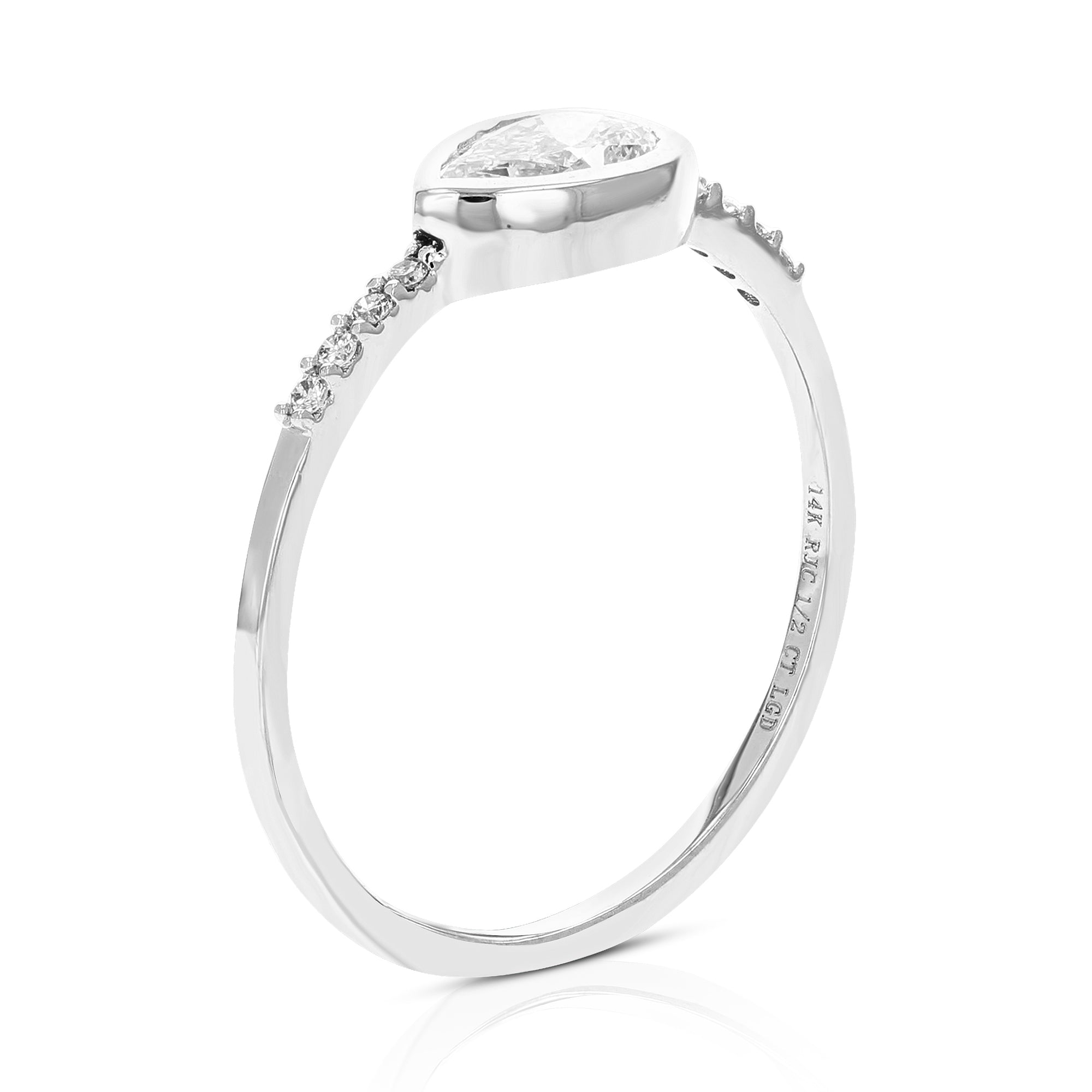 1/2 cttw Wedding Engagement Ring for Women, Round Lab Grown Diamond Ring in 14K White Gold, Prong Setting