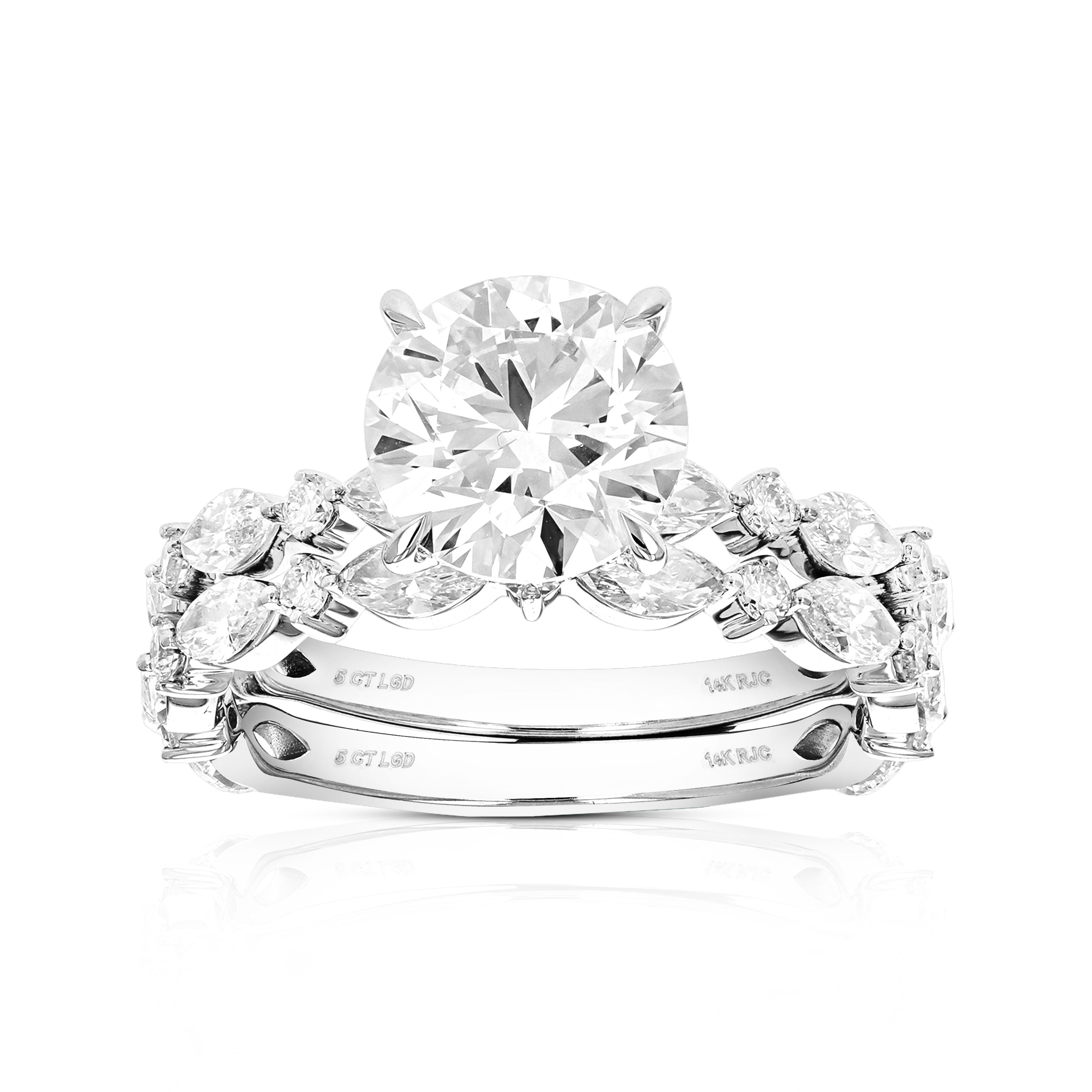 5 cttw Lab Grown Diamond Wedding Bridal Set in 14K White Gold