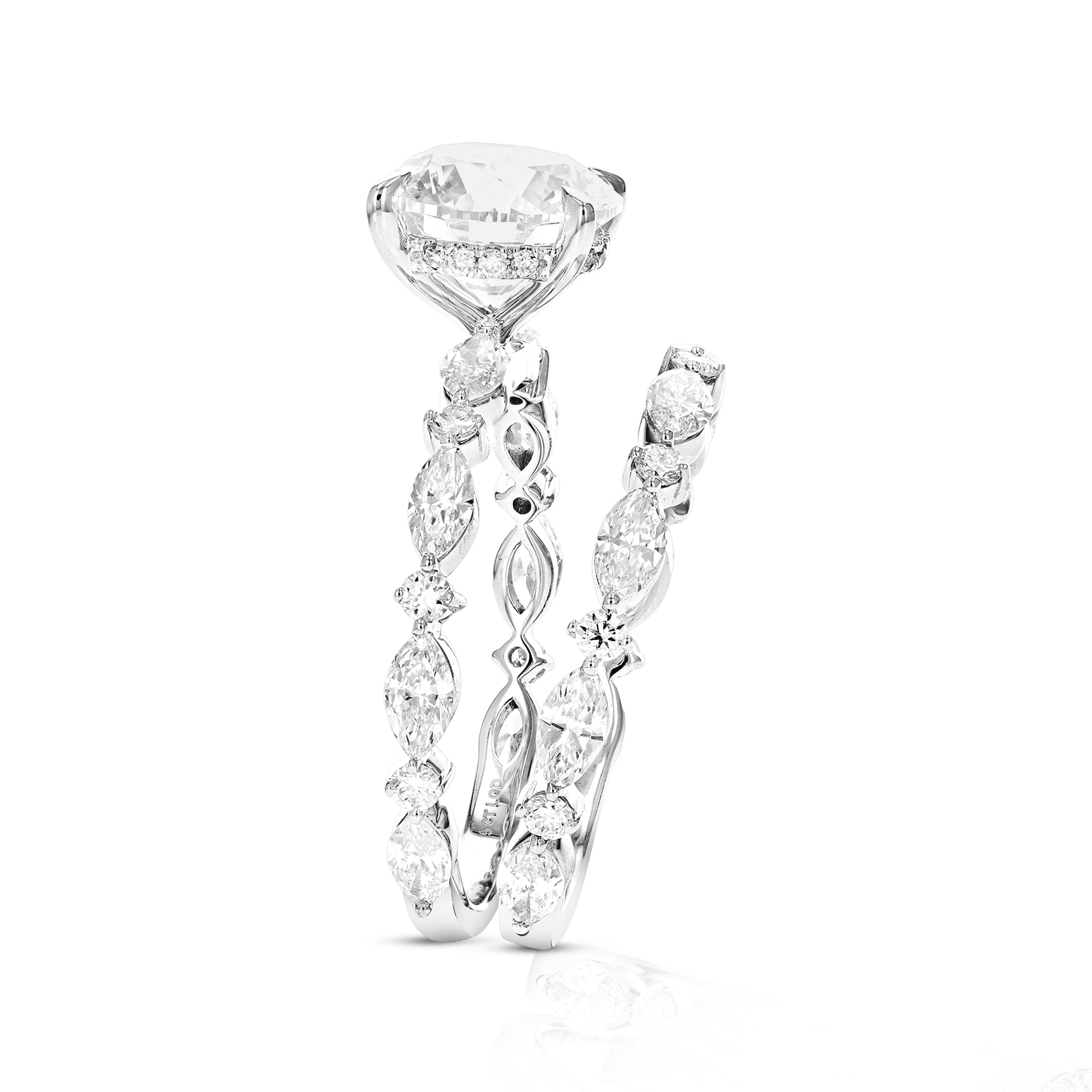 5 cttw Lab Grown Diamond Wedding Bridal Set in 14K White Gold