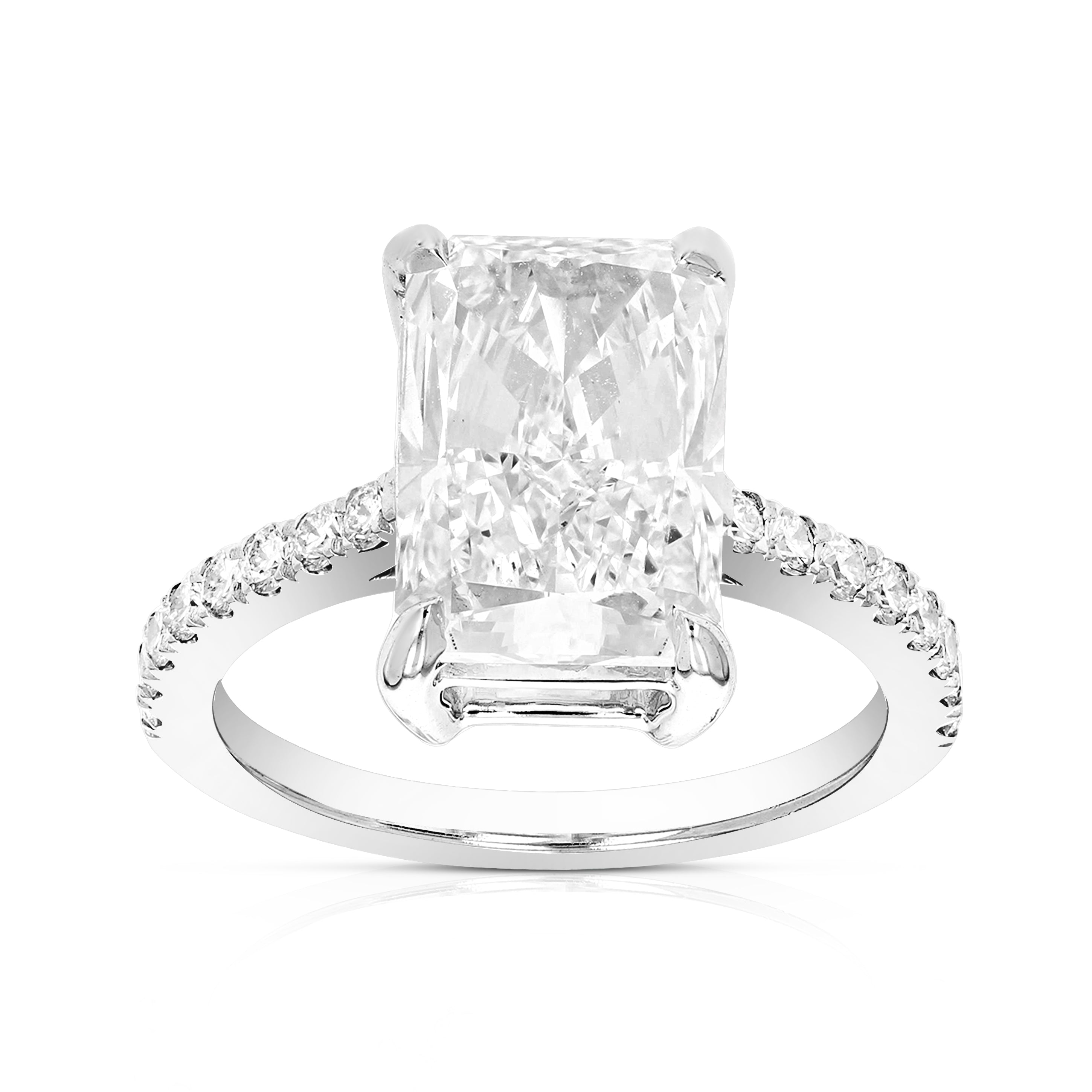 4.50 cttw Radiant Lab Grown Diamond Engagement Ring in 14K White Gold