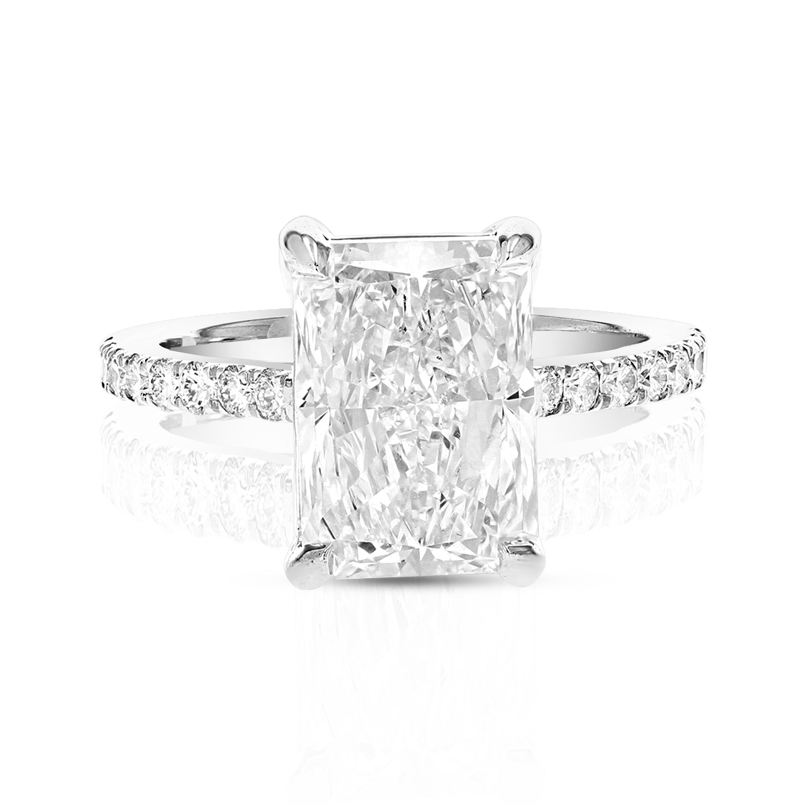 4.50 cttw Radiant Lab Grown Diamond Engagement Ring in 14K White Gold
