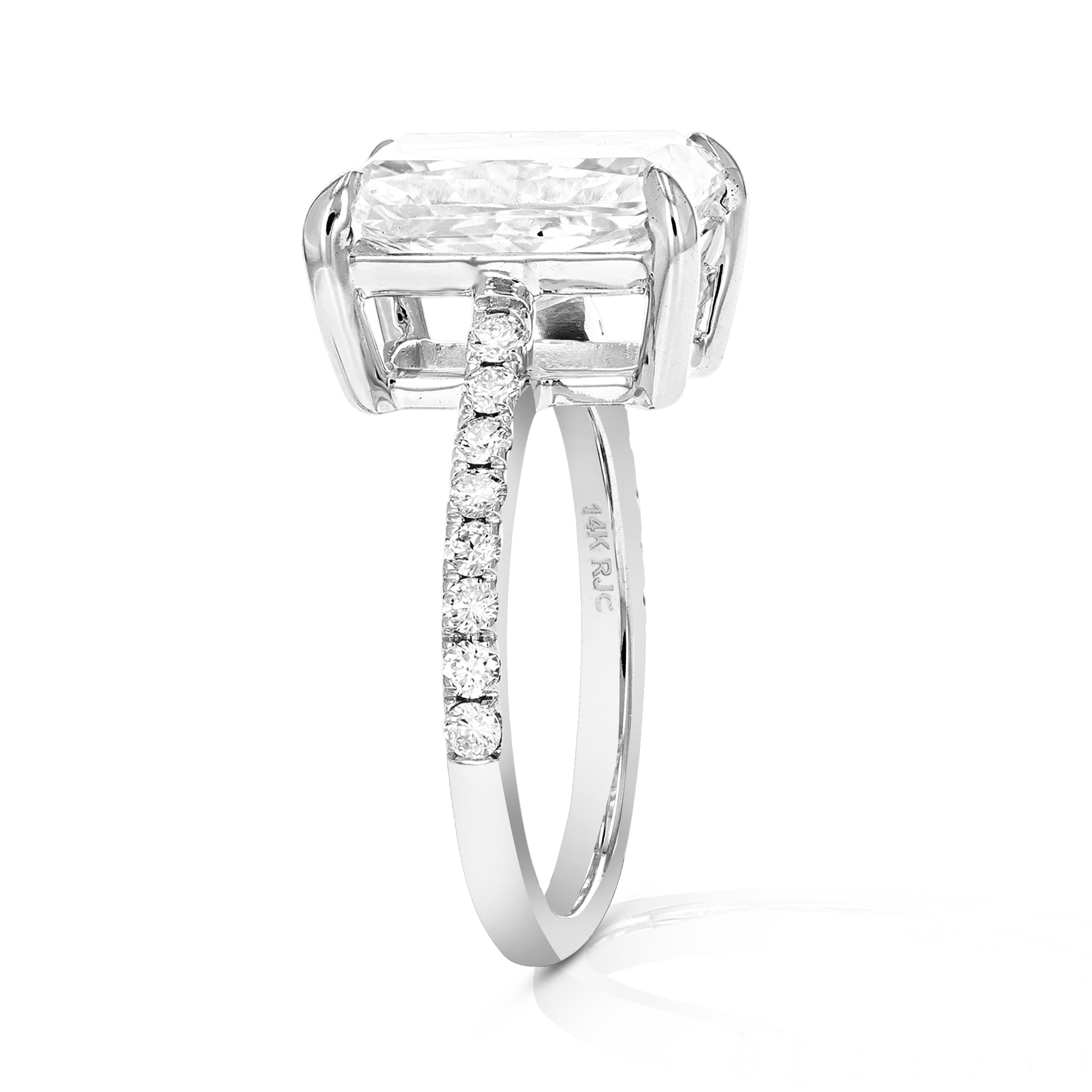4.50 cttw Radiant Lab Grown Diamond Engagement Ring in 14K White Gold