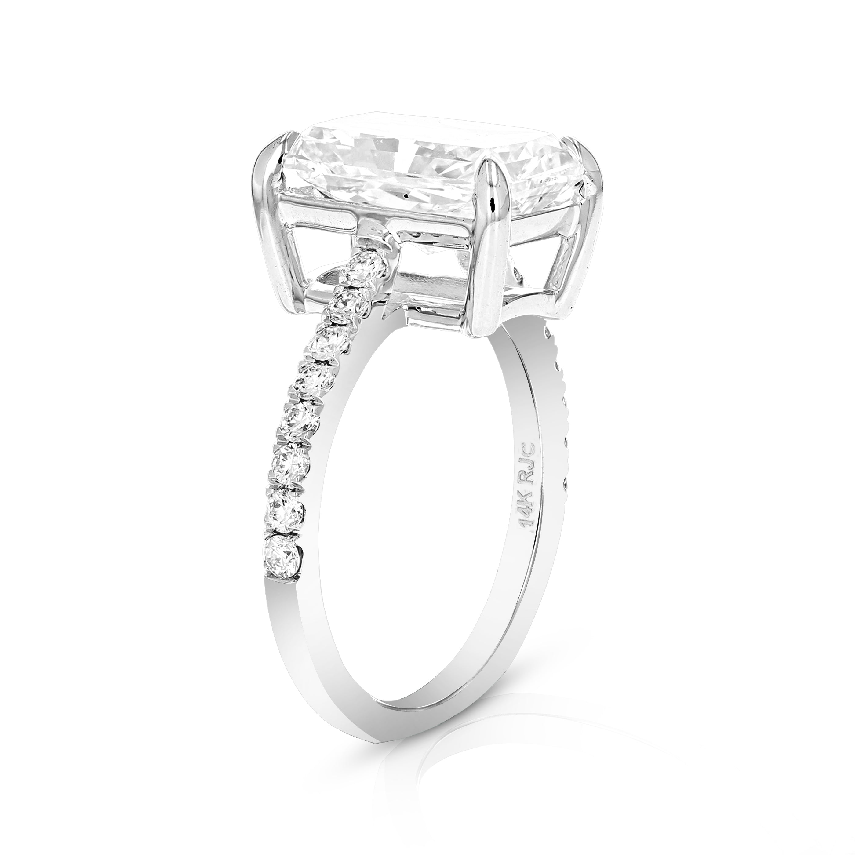 4.50 cttw Radiant Lab Grown Diamond Engagement Ring in 14K White Gold