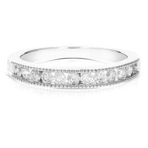 0.44 cttw Diamond Wedding Band 14K White Gold 12 Stones Round Bridal Ring Size 7