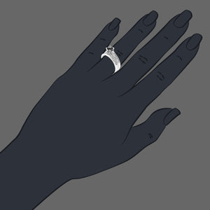 1 cttw Black Diamond Wedding Engagement Ring Bridal Set 14K White Gold Size 7