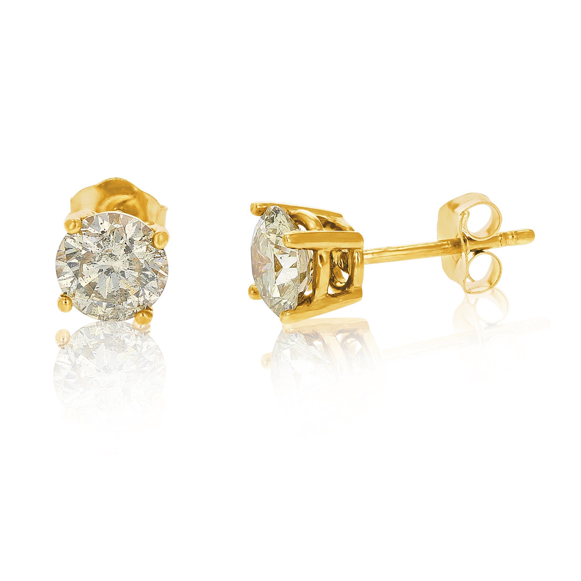 1 cttw Champagne Diamond Stud Earrings 14K Yellow Gold