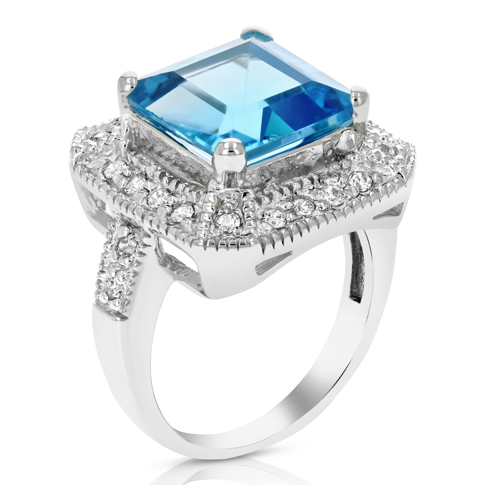 2.90 cttw Swiss Blue Topaz Ring 10 MM Princess Cut .925 Sterling Silver 10 MM