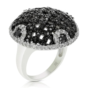 2.30 cttw Black and White Diamond Ring .925 Sterling Silver with Rhodium Size 7