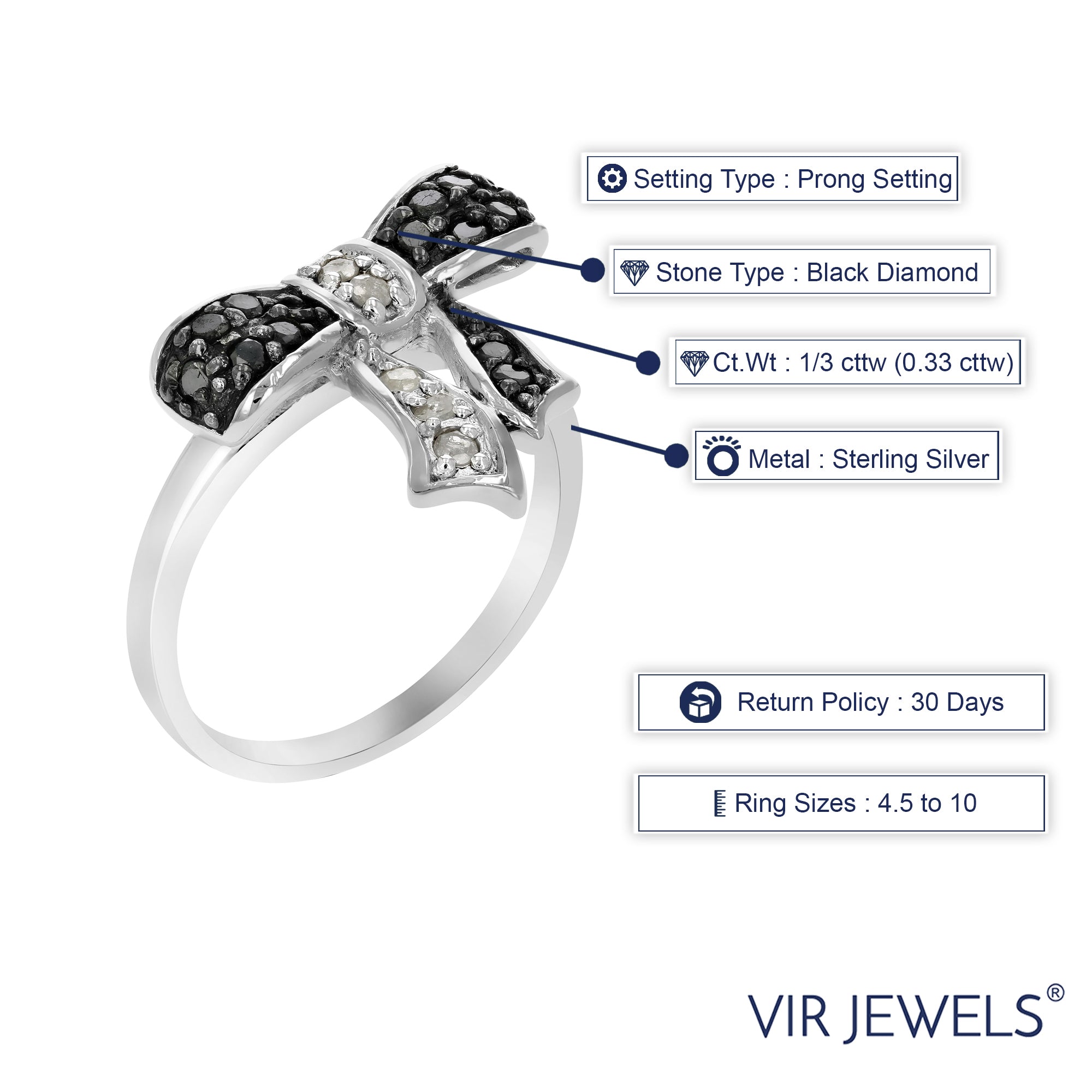 Black & White Diamond Bow Ring