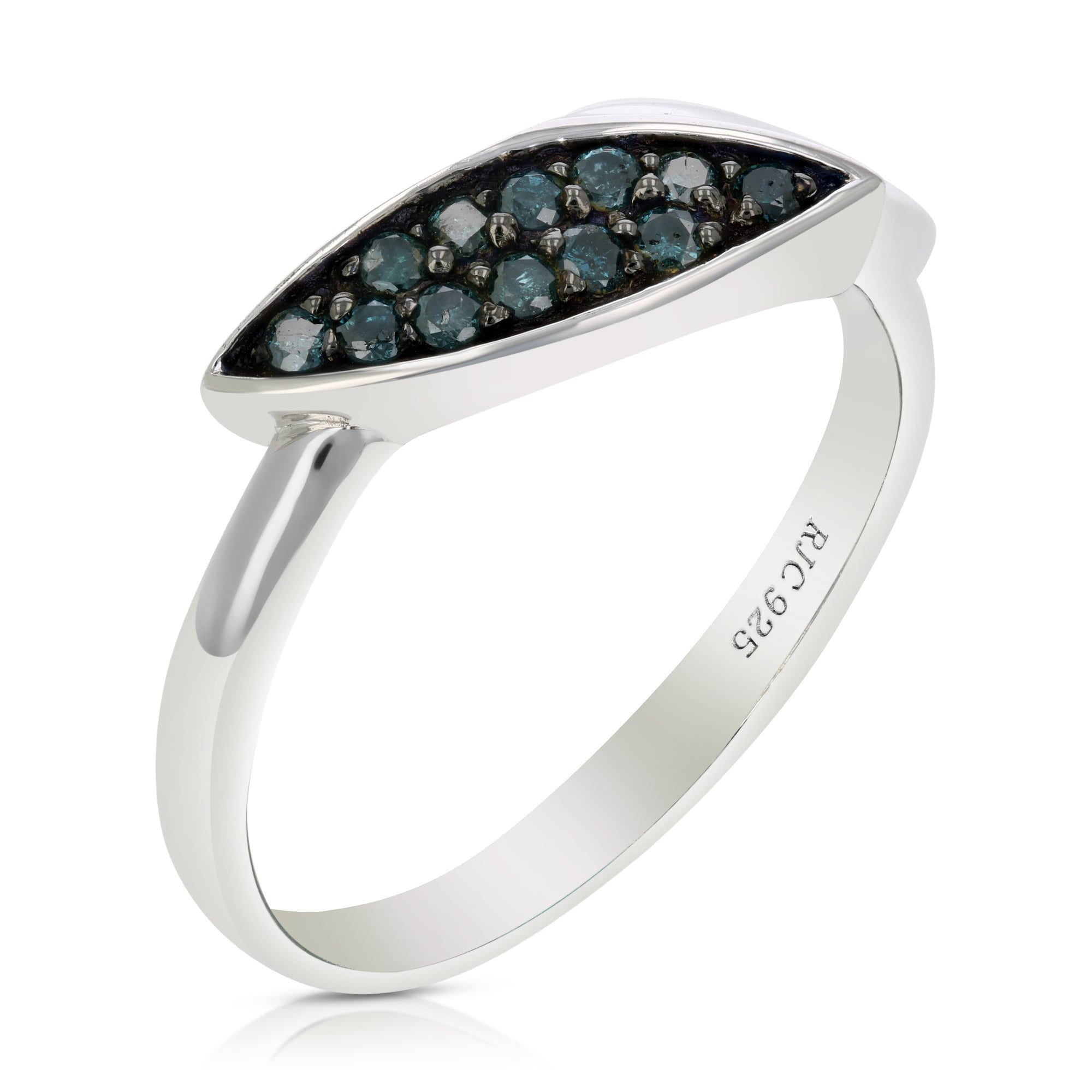 1/5 cttw Blue Diamond Ring .925 Sterling Silver with Rhodium Plating Size 7