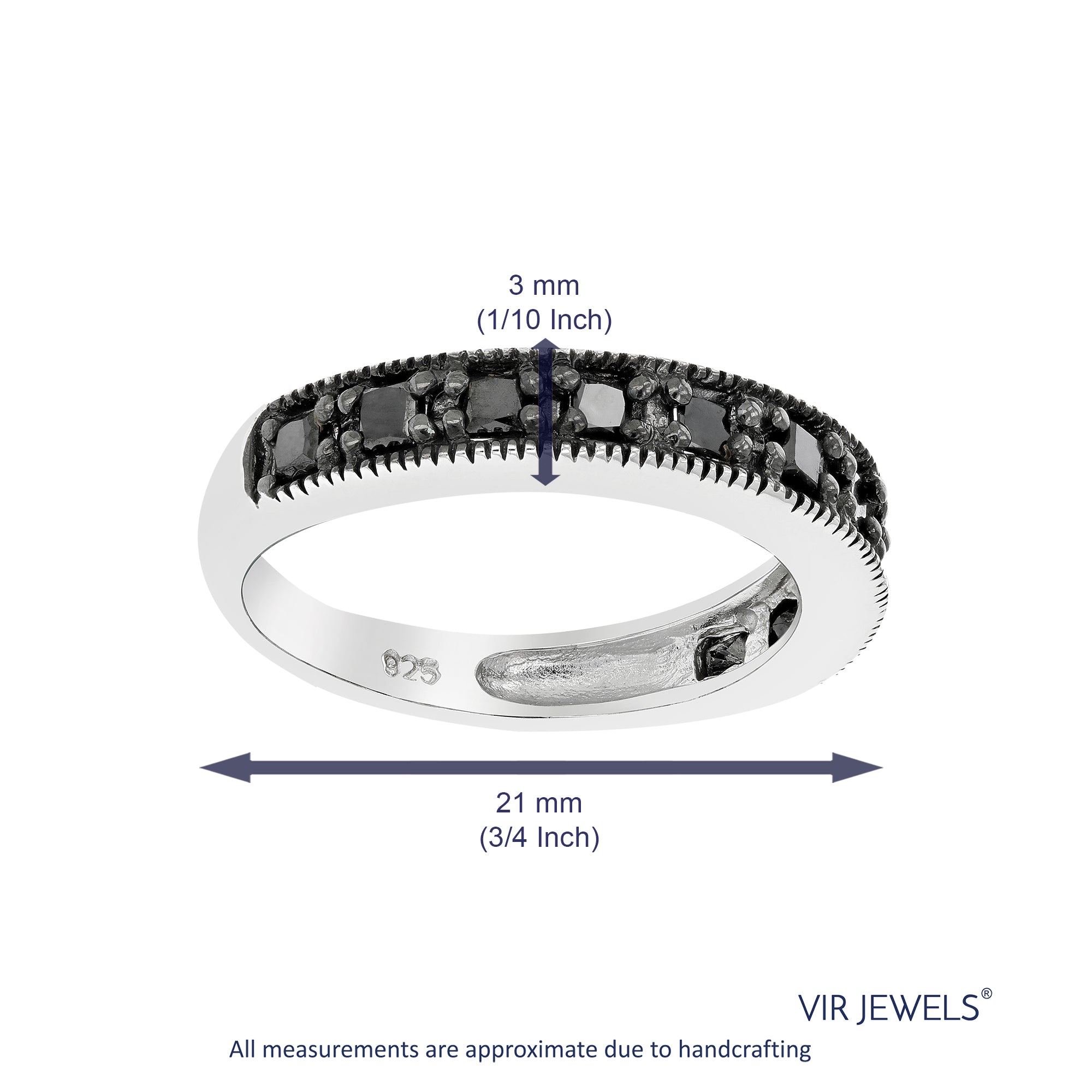 Black Diamond Milgrain Wedding Band