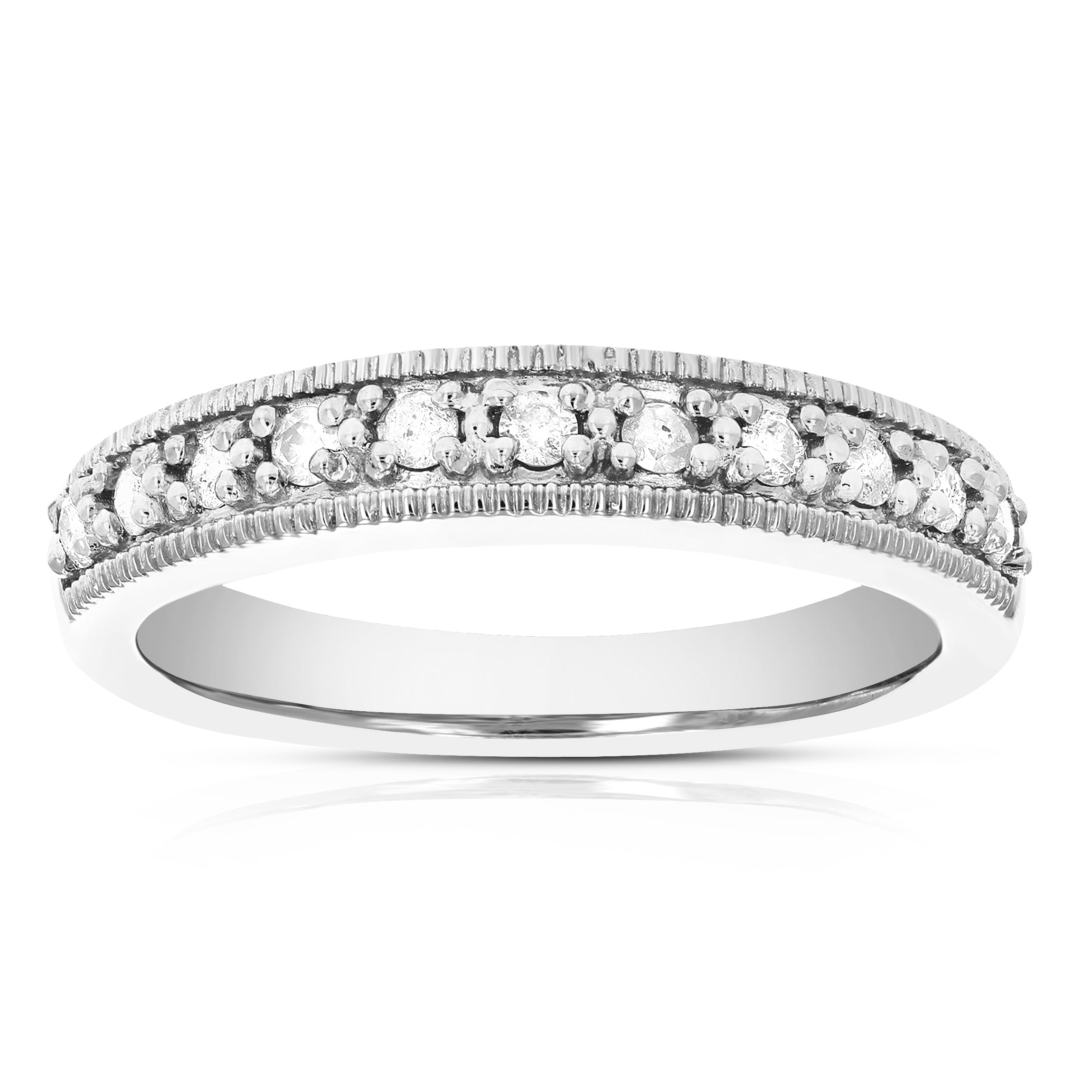 1/4 cttw Diamond Ring Wedding Band in .925 Sterling Silver with Rhodium Prong
