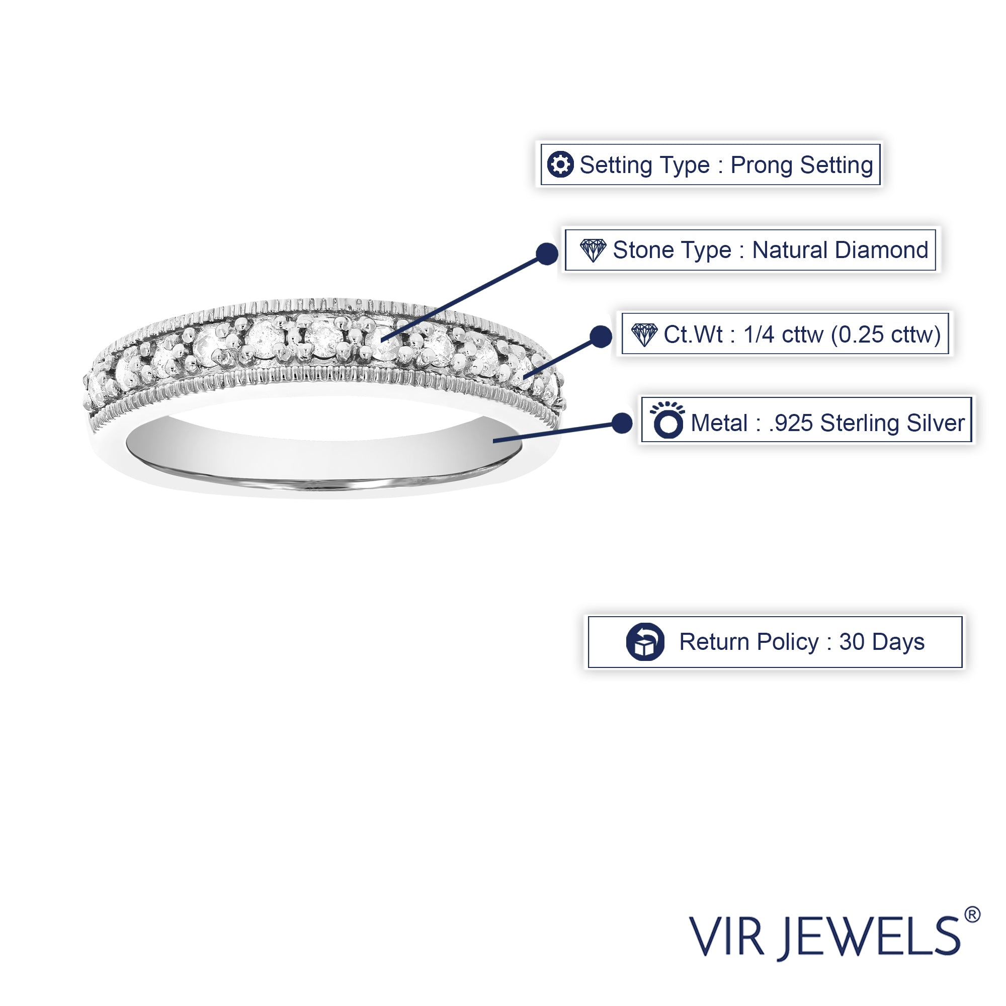 Milgrain Diamond Wedding Band