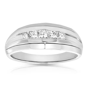 1/2 cttw Men's 5 Stone Princess Diamond Engagement Ring Platinum SI Clarity Size 10
