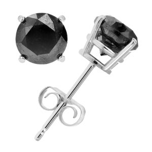 5.50 cttw Black Diamond Stud Earrings .925 Sterling Silver Round with Push Backs