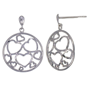 Sterling Silver Circle and Heart Earrings