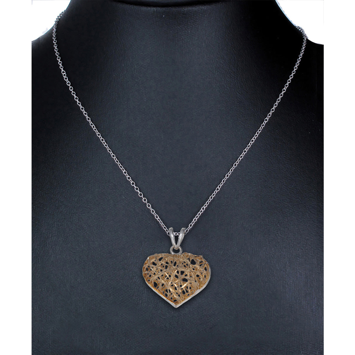 Pendant Necklace, Yellow Gold-Plated Silver Heart Pendant Necklace for Women with 18 Inch Chain, Size 3/4 Inch