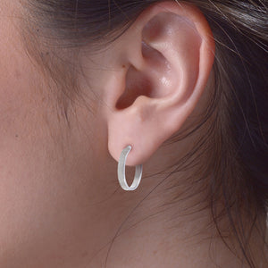 3/4 Inch Hoop Earrings Milgrain .925 Sterling Silver