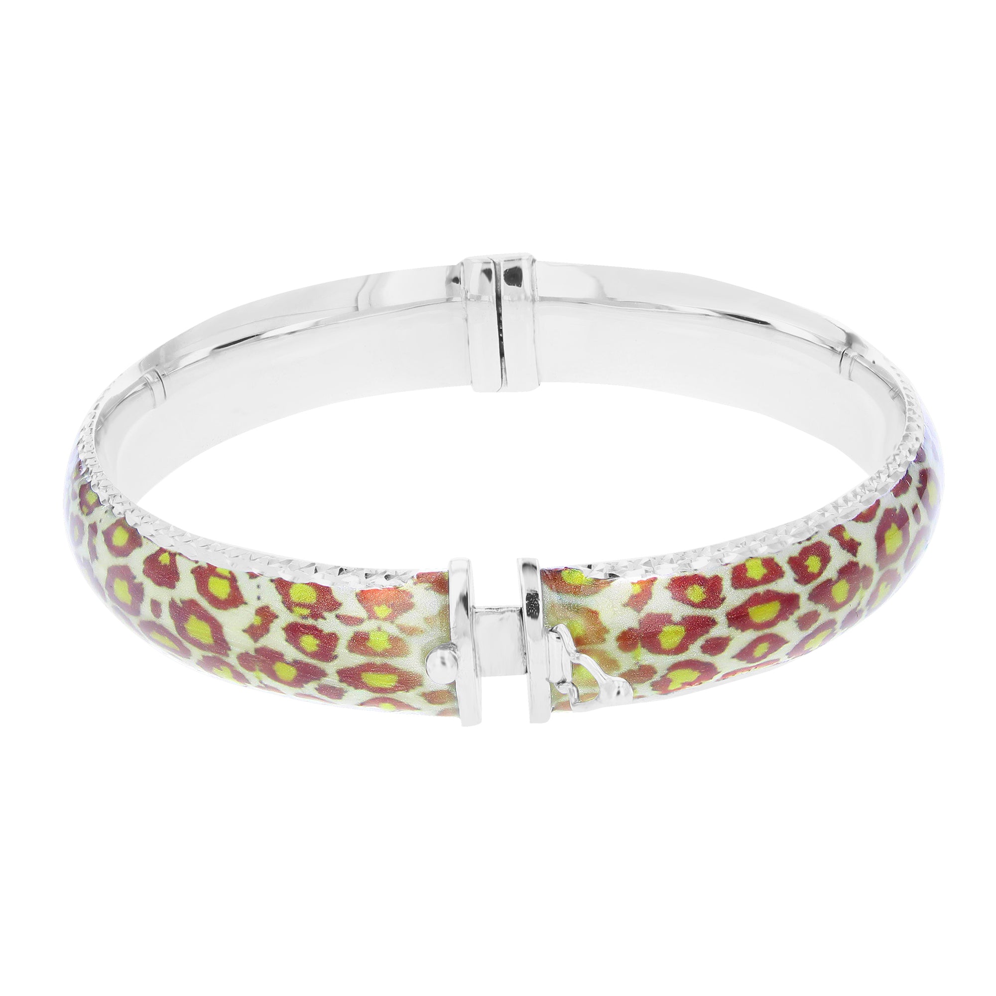 Sterling Silver Red and Yellow Enamel Bangle