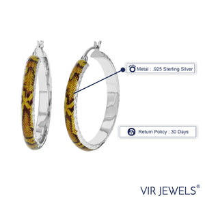 Sterling Silver Orange and Yellow Enamel Hoop Earrings