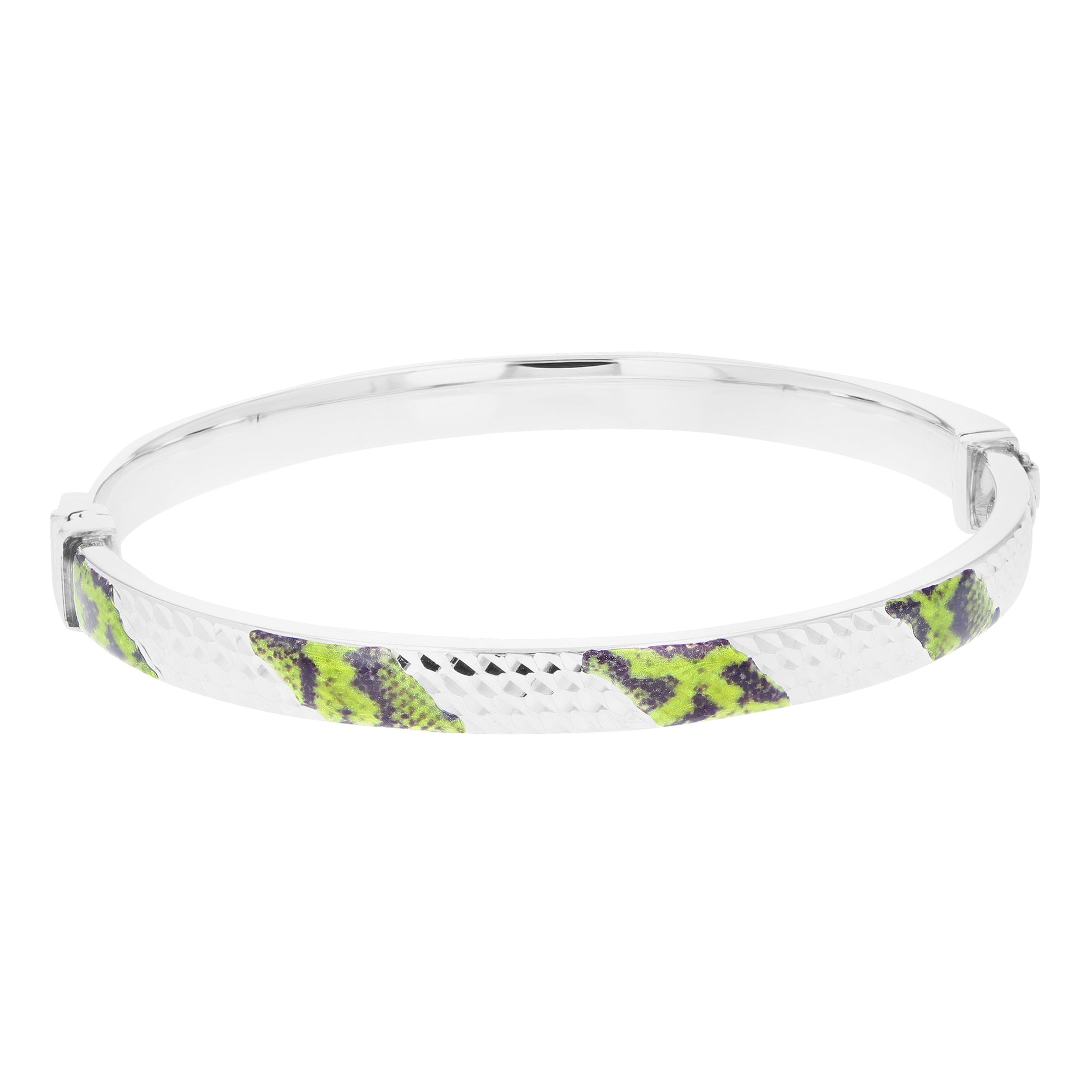 Sterling Silver Green and Black Enamel Bangle