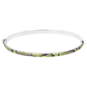 Sterling Silver Green and Black Enamel Bangle