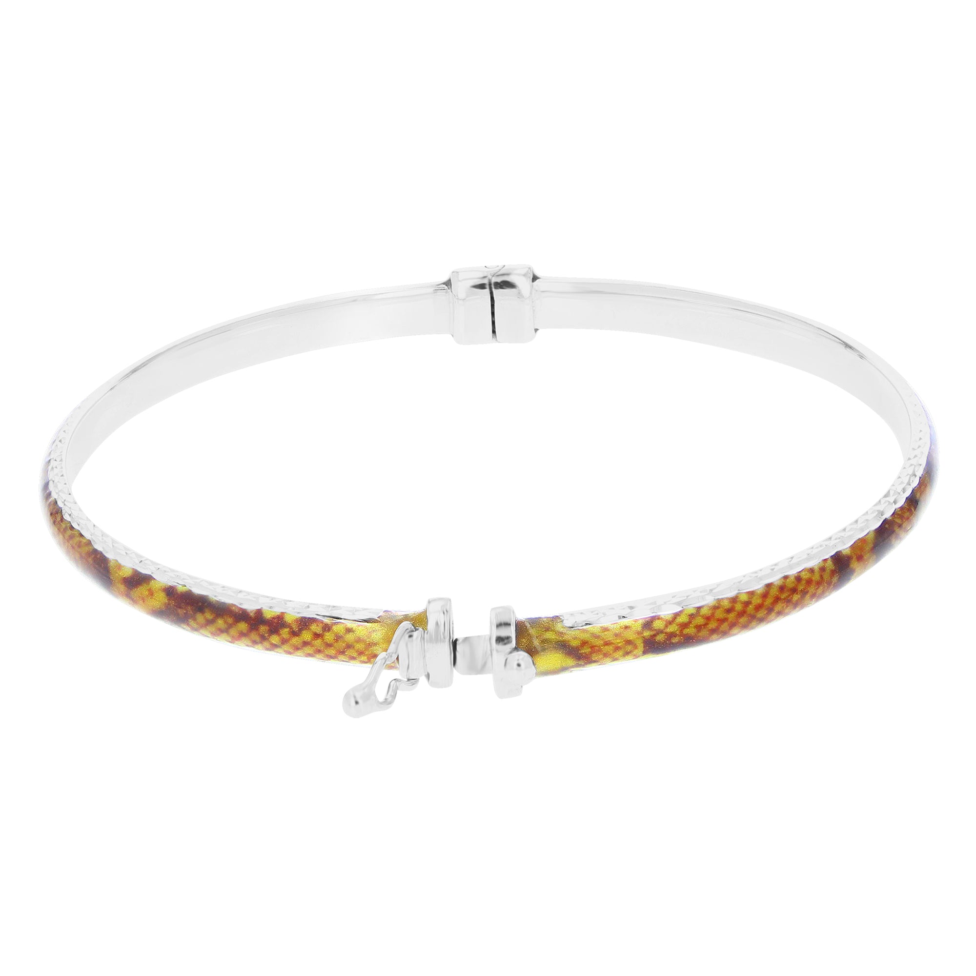 Sterling Silver Orange and Yellow Enamel Bangle