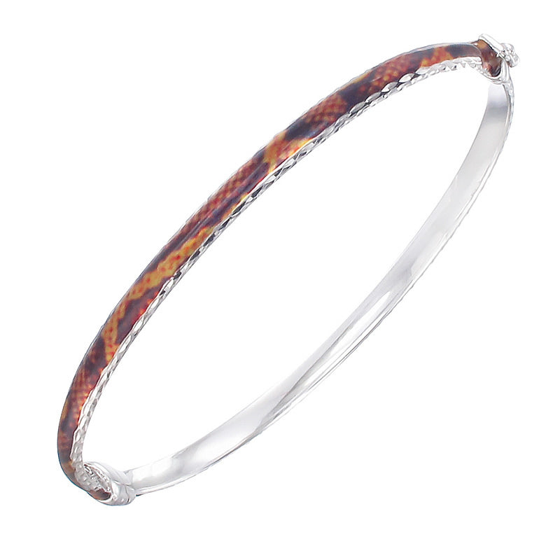 Sterling Silver Orange and Yellow Enamel Bangle