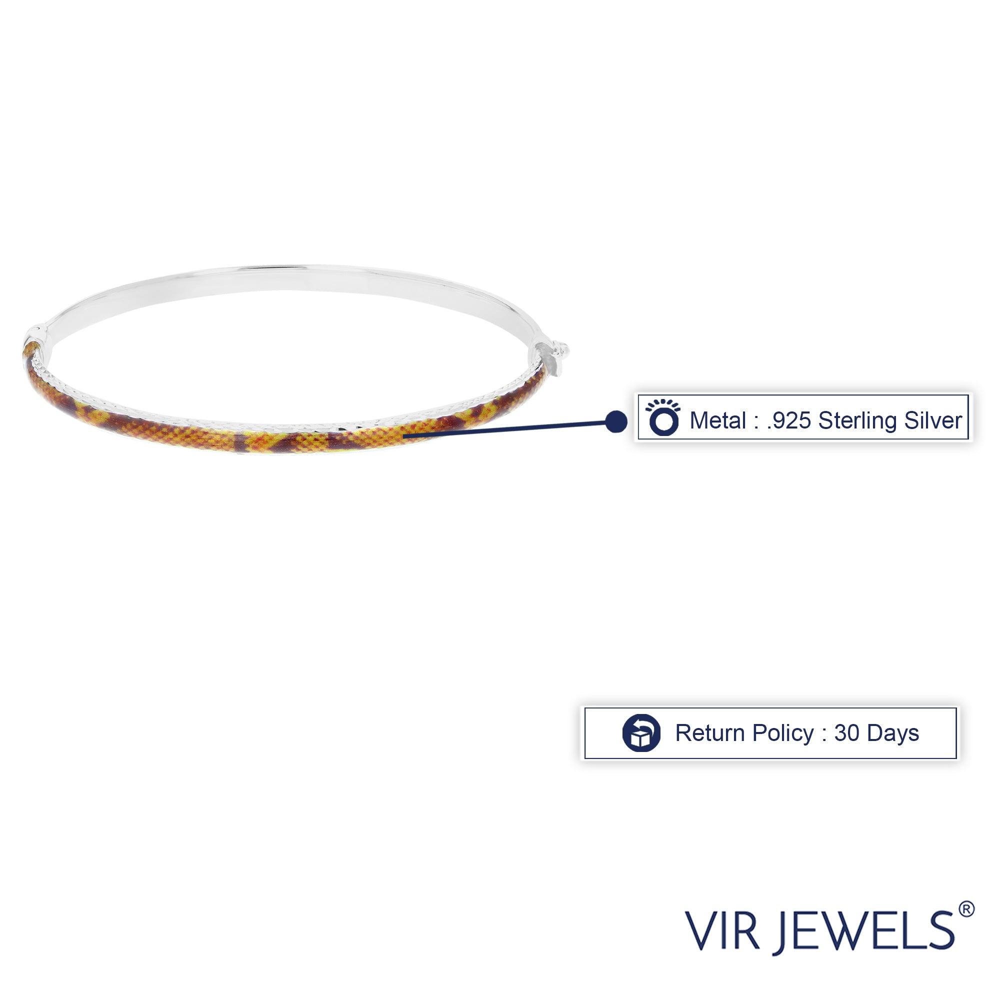 Sterling Silver Orange and Yellow Enamel Bangle