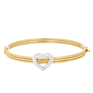 1/5 cttw Diamond Bangle Bracelet Yellow Gold Plated Over Sterling Silver Cable