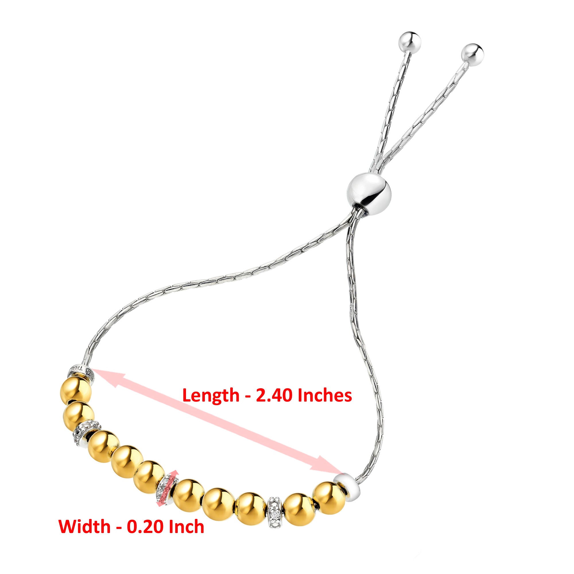 1/10 cttw Diamond Bolo Bracelet Yellow Gold Plated over Silver Beads Style
