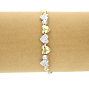 1/10 cttw Diamond Bolo Bracelet Gold Plated Over .925 Sterling Silver (Heart Style)