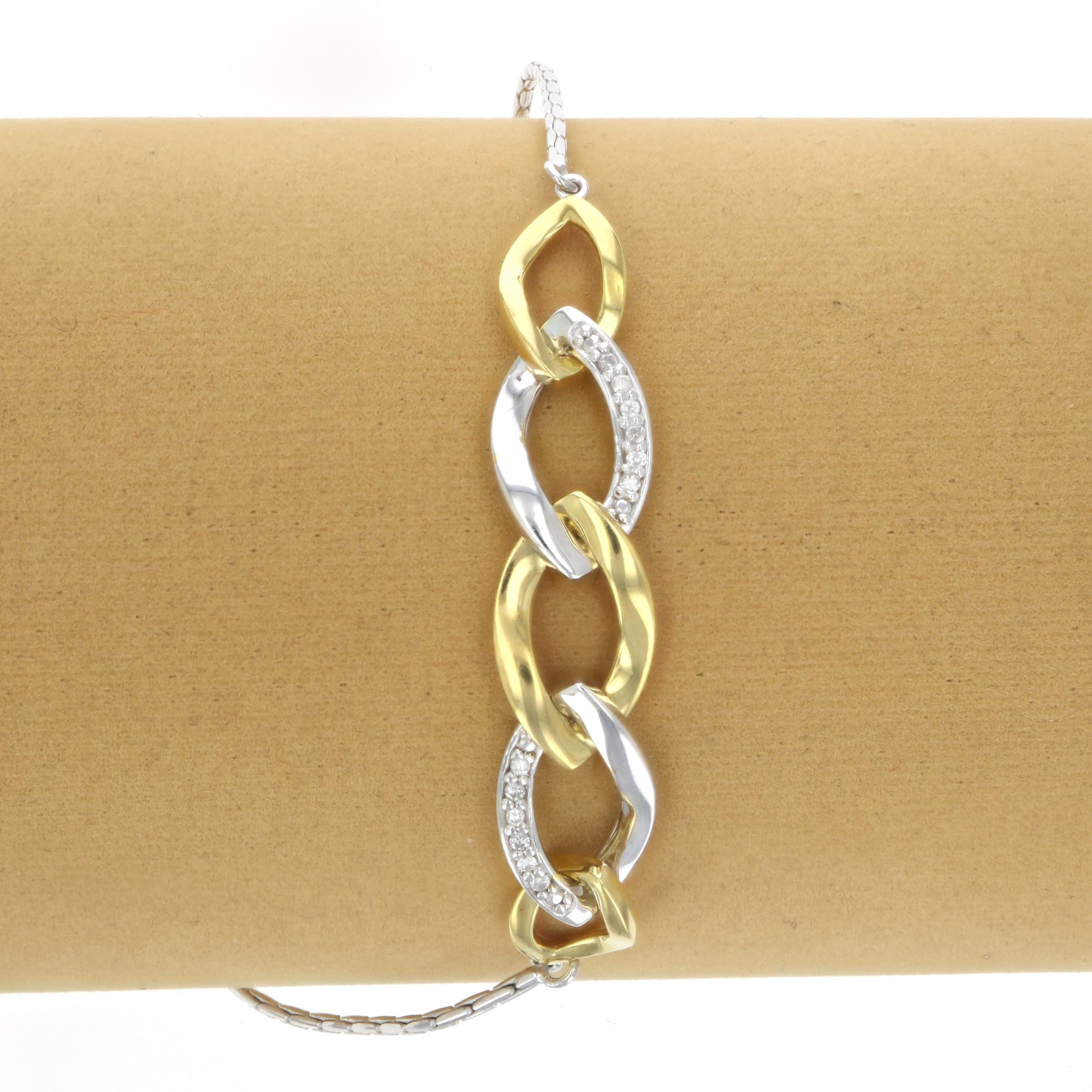 1/10 cttw Diamond Bolo Bracelet Yellow Gold Plated over Sterling Silver Links