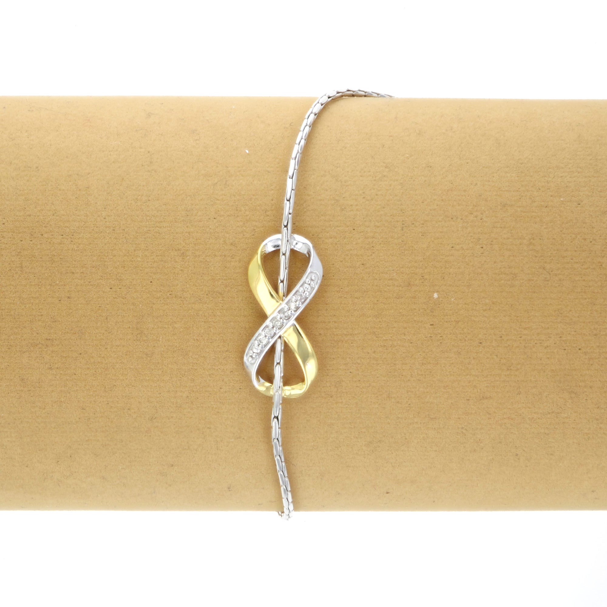 1/20 cttw Diamond Bracelet Yellow Gold Plated Over .925 Sterling Silver Infinity - Yellow