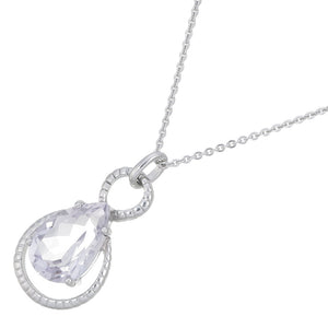 2 cttw Pendant Necklace, Purple Amethyst Pear Shape Pendant Necklace for Women in .925 Sterling Silver with Rhodium, 18 Inch Chain, Prong Setting