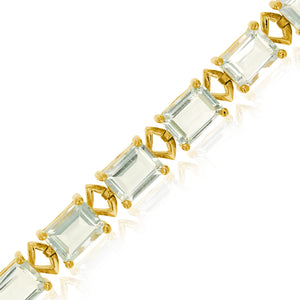 15 cttw Green Amethyst Tennis Bracelet Yellow Gold Plated 8x6 MM Emerald