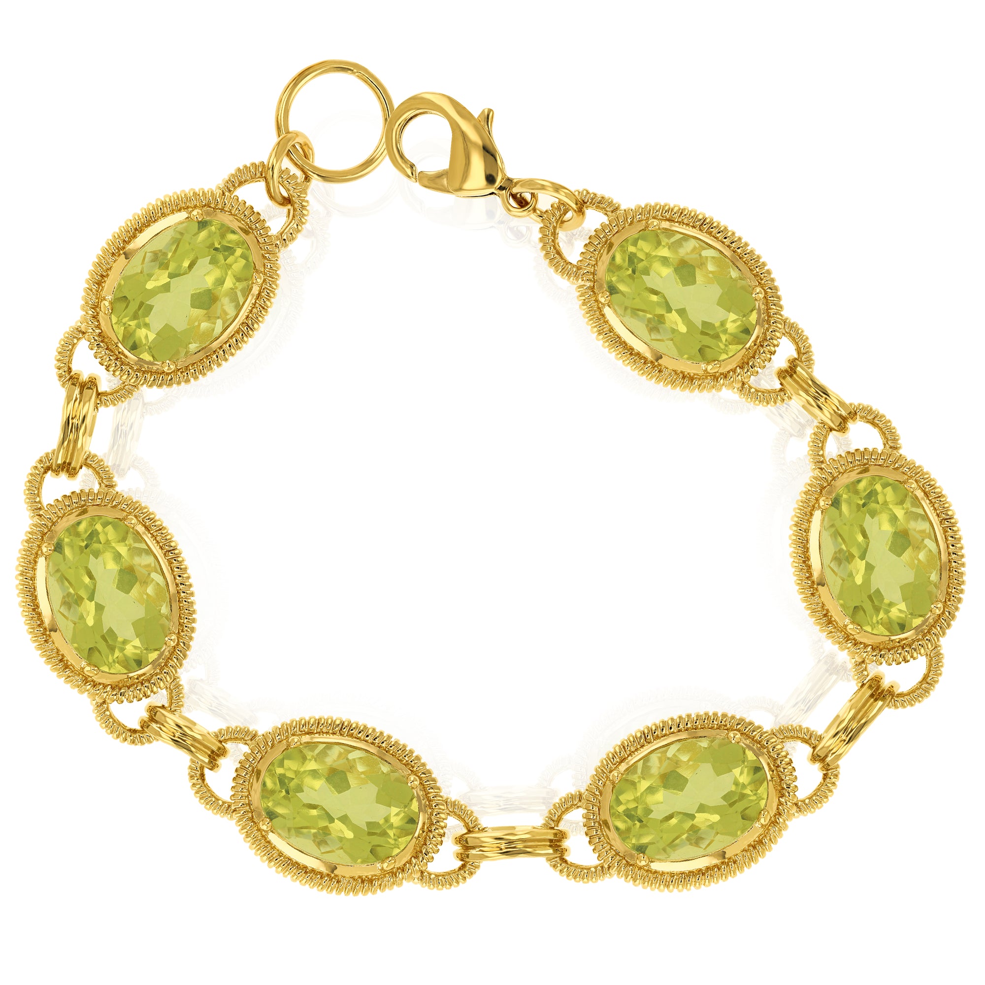 21 cttw Lemon Quartz Tennis Bracelet Yellow Gold Plated Over Brass 14x10 MM Oval