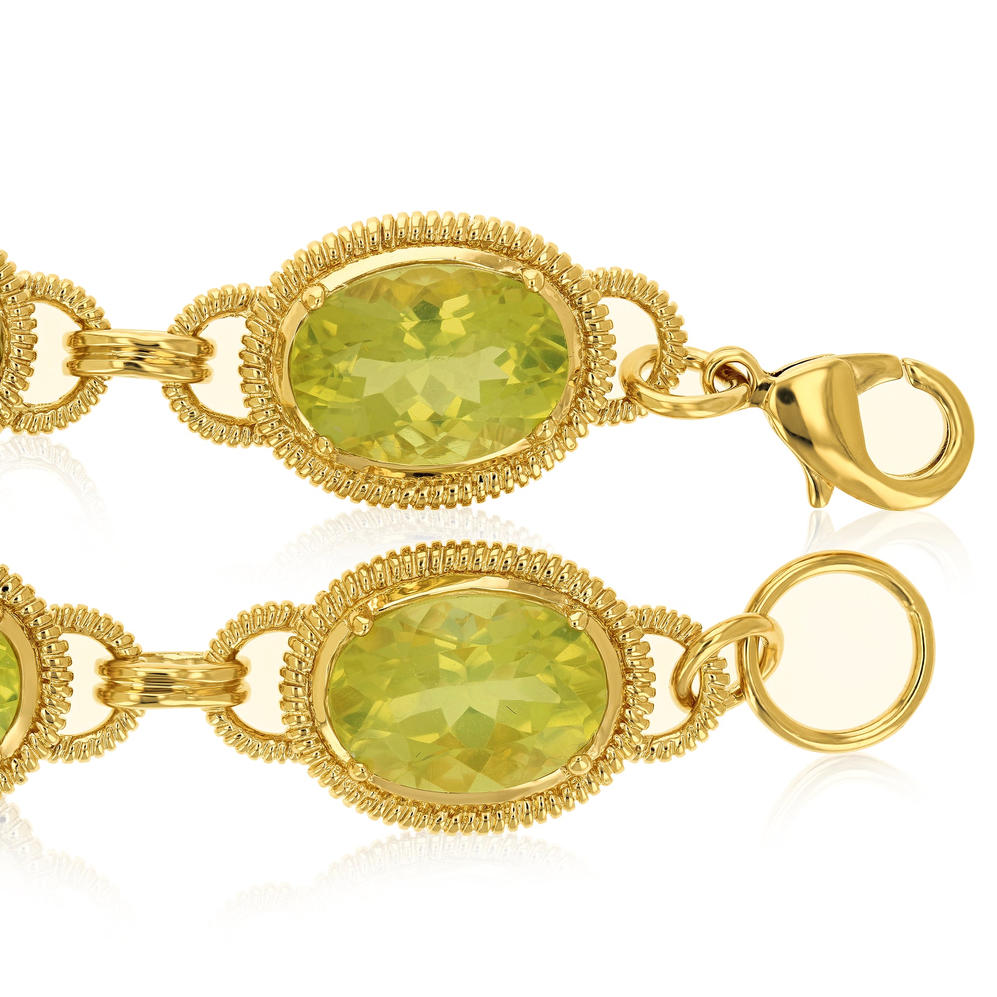 21 cttw Lemon Quartz Tennis Bracelet Yellow Gold Plated Over Brass 14x10 MM Oval