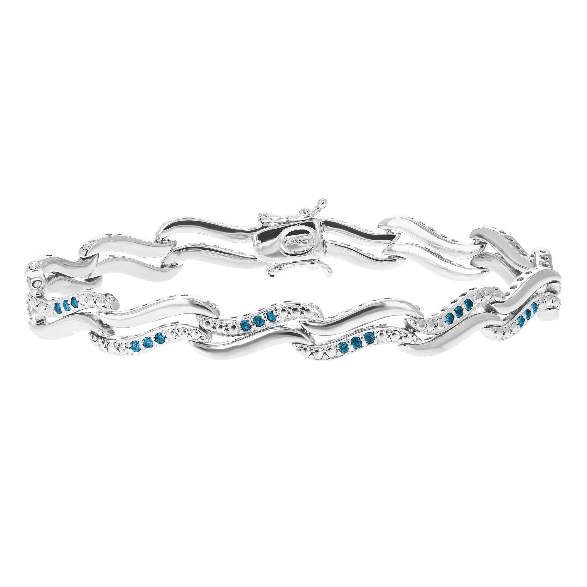 1/2 cttw Blue Diamond Tennis Bracelet .925 Sterling Silver With Rhodium Infinity