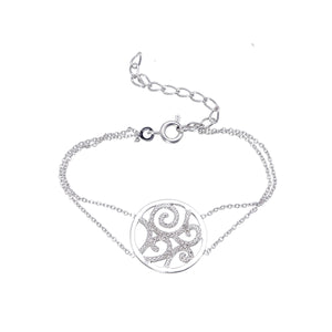 1/20 cttw Diamond Charm Bracelet Brass With Rhodium Plating Circle Design