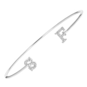 0.15 cttw Diamond Bangle Bracelet .925 Sterling Silver Rhodium San Francisco