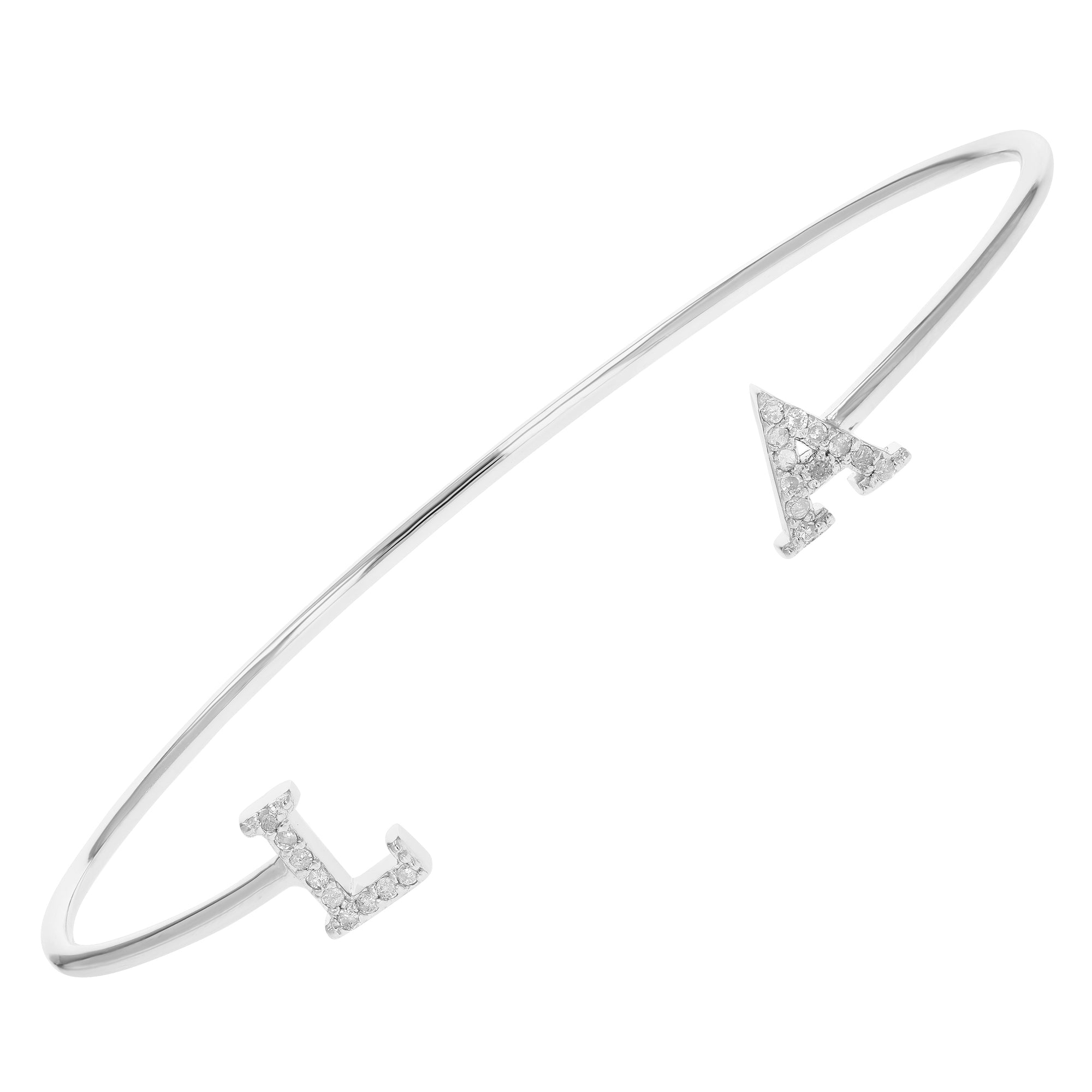 1/8 cttw Diamond Bangle Bracelet .925 Sterling Silver With Rhodium Los Angeles