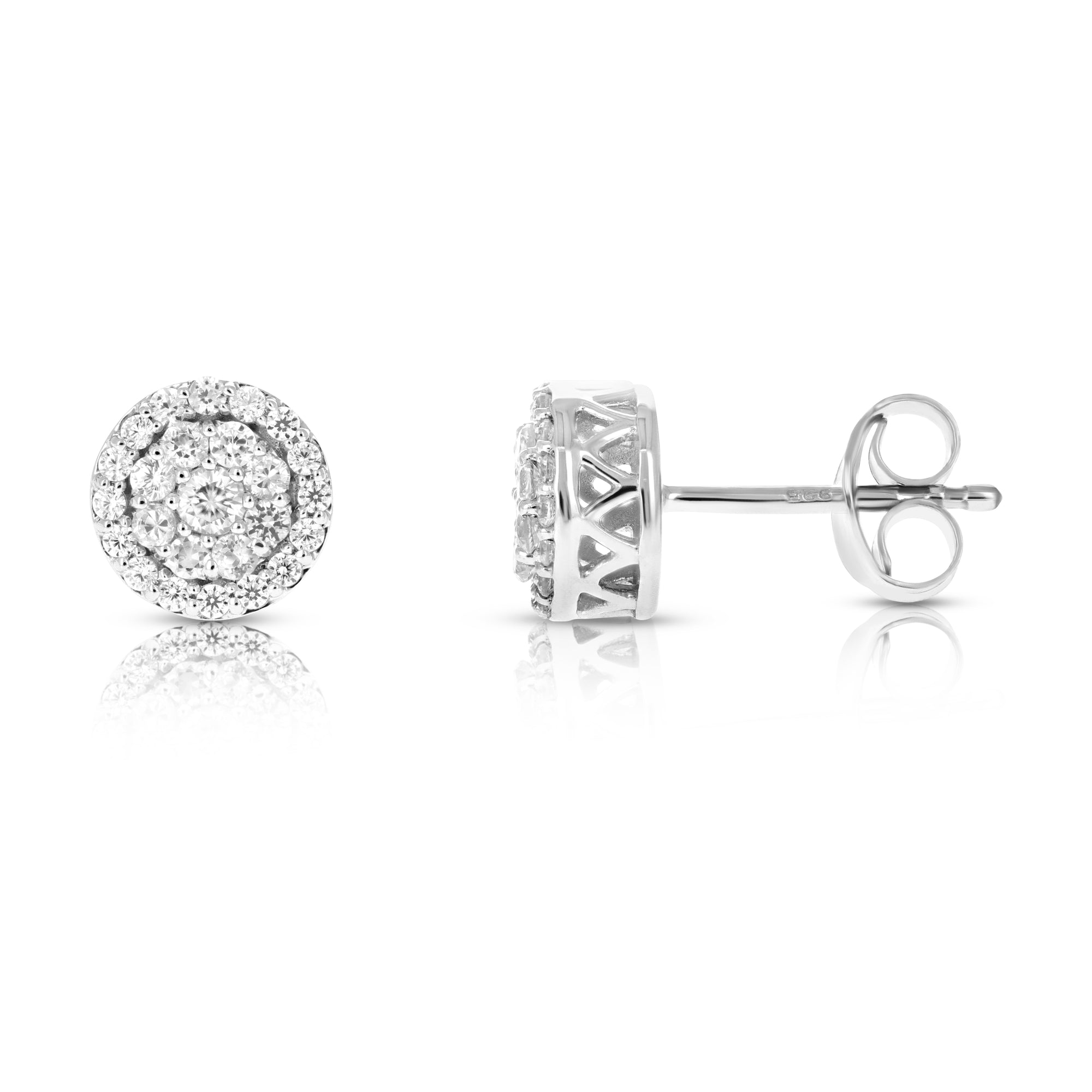 1/2 cttw Round Diamond Stud Earrings in .925 Sterling Silver With Rhodium