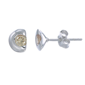 Sterling Silver Brown CZ Stud Earrings