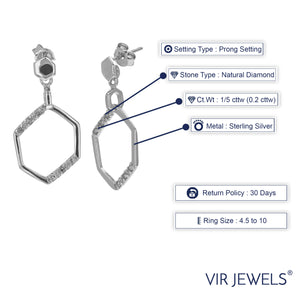 1/5 cttw Diamond Dangle Earrings .925 Sterling Silver With Rhodium Plating