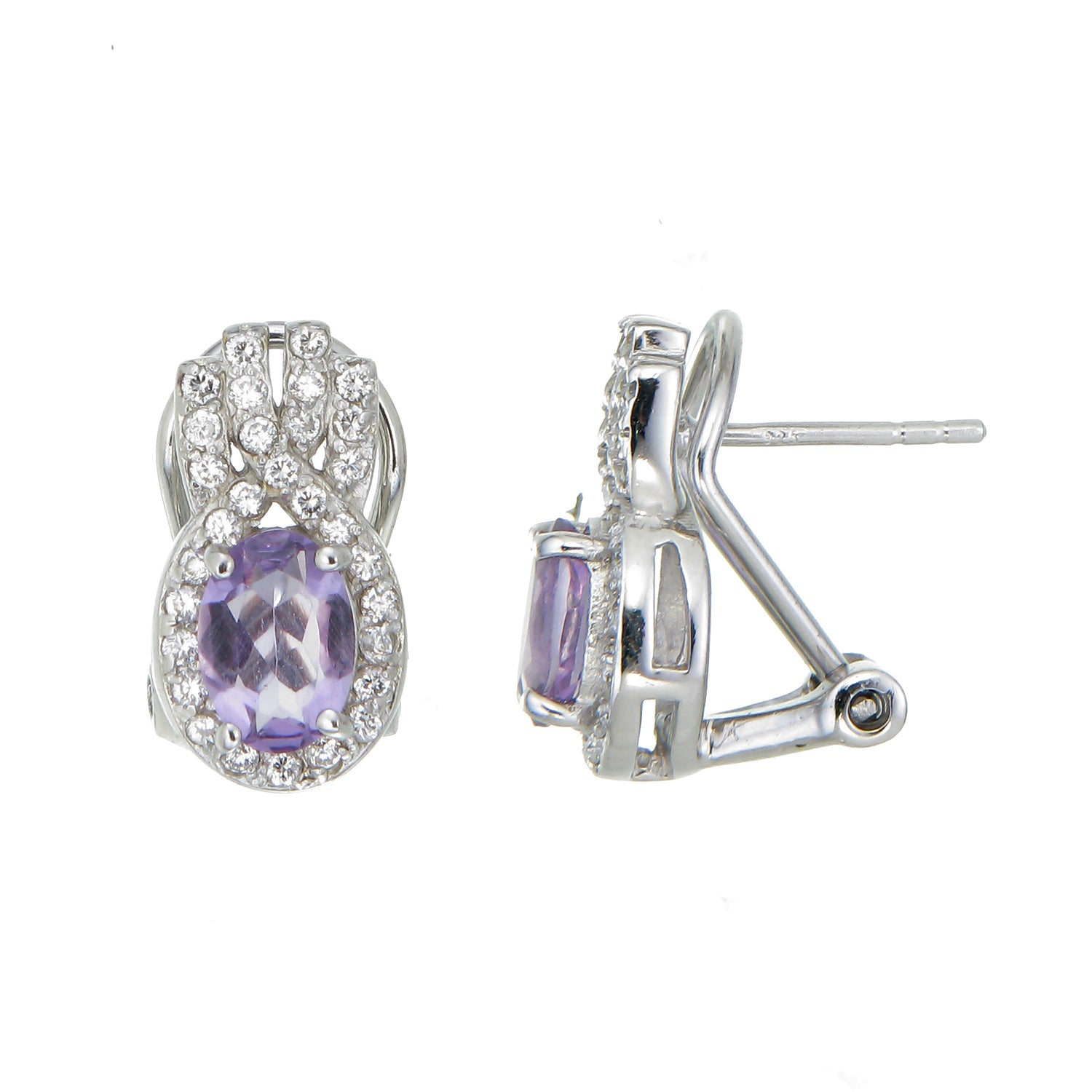 0.80 cttw Purple Amethyst Dangle Earrings .925 Sterling Silver 7x5 MM Oval