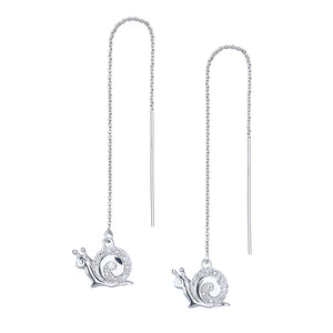 1/14 cttw Diamond Dangle Threader Earrings Brass With Rhodium Plating Snail