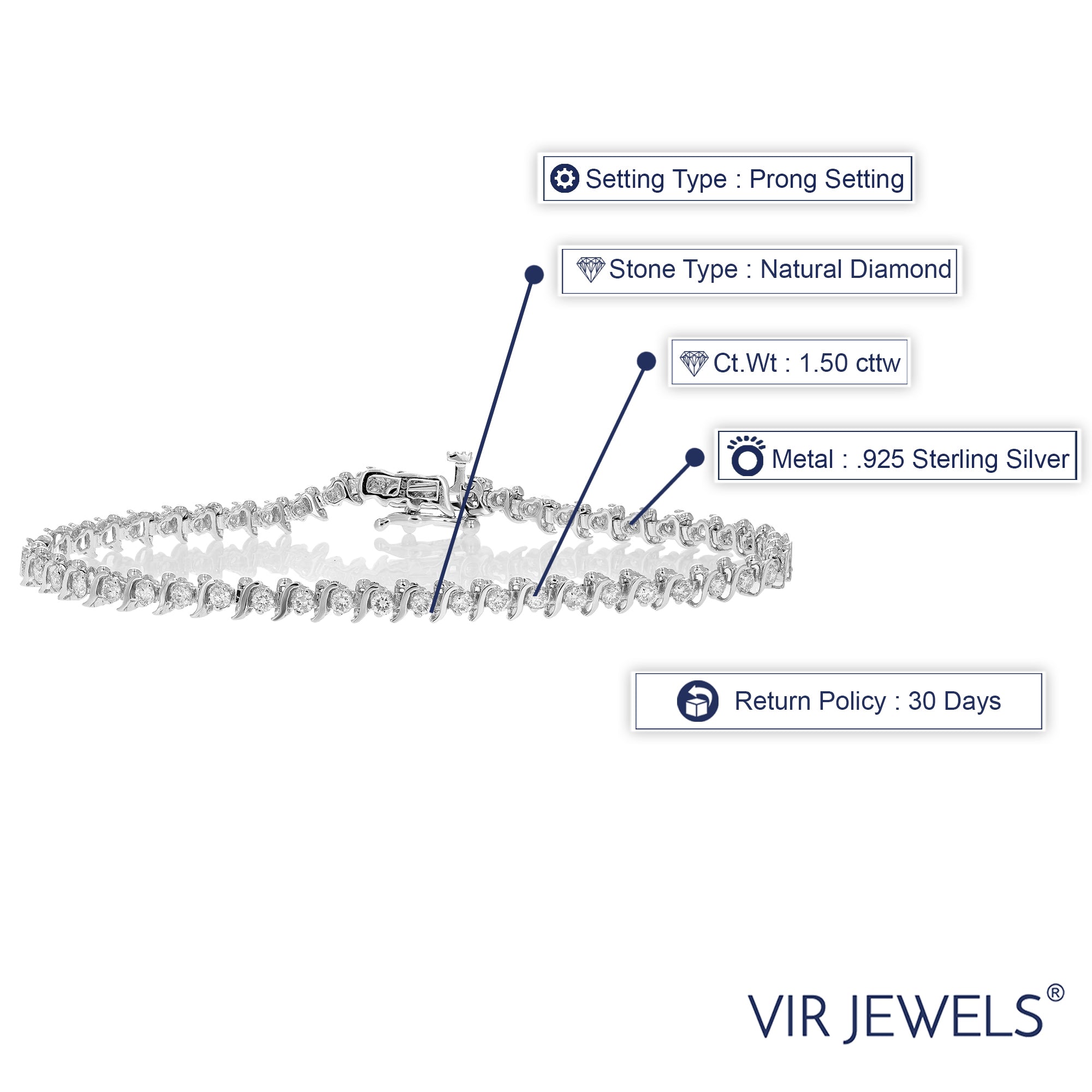 Diamond S Link Tennis Bracelet
